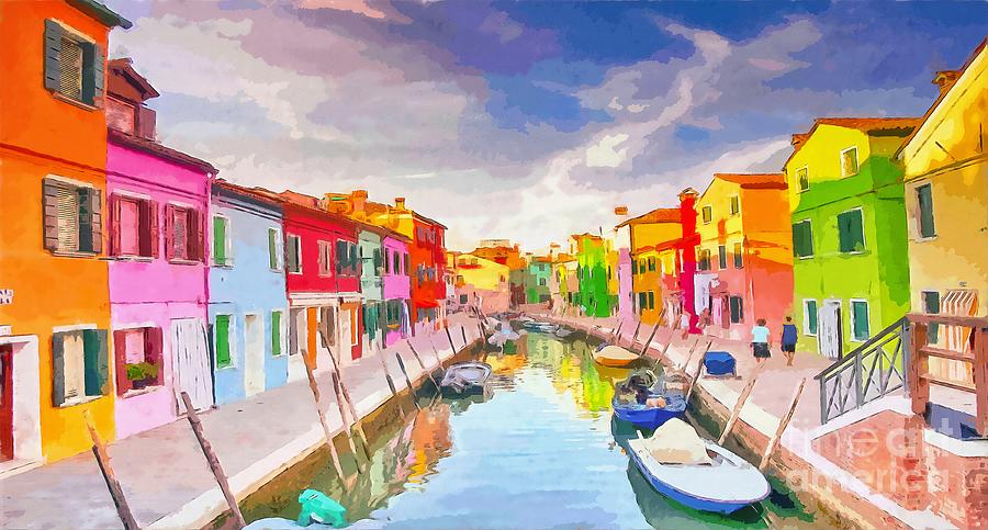 Wall Art - The Secret Corners of Burano near Venice Painting by Stefano Senise