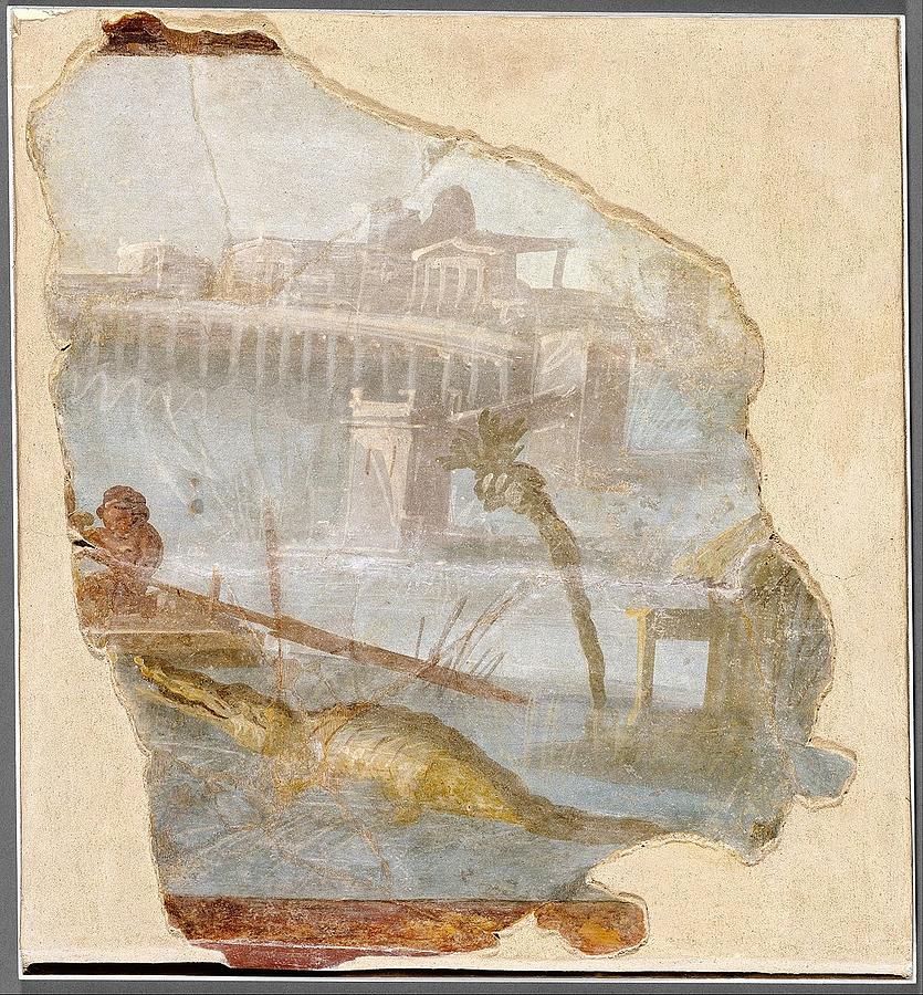 Wall Fragment with a Nile Landscape Photograph by Paul Fearn