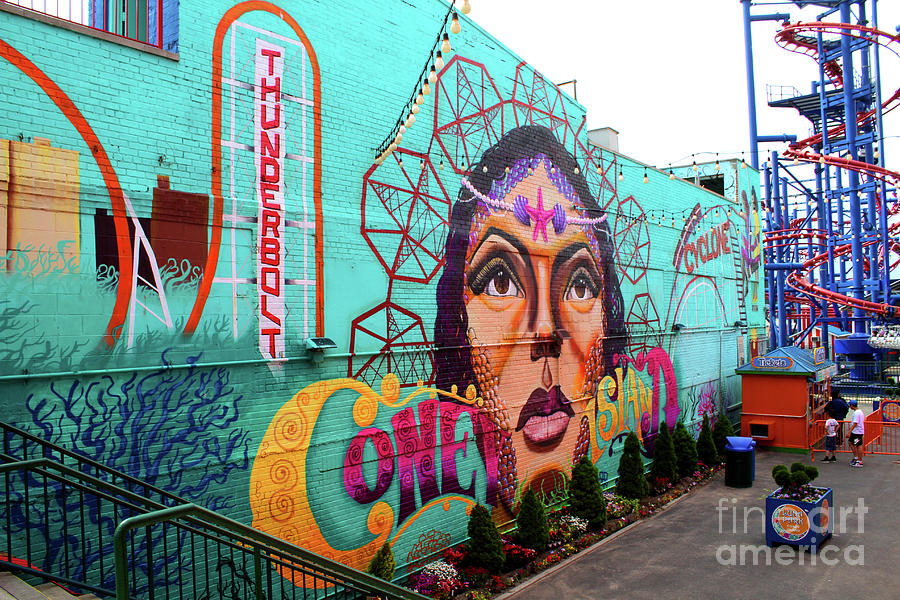 Wall Mural of Lady - Coney Island - Study I Photograph by Doc Braham