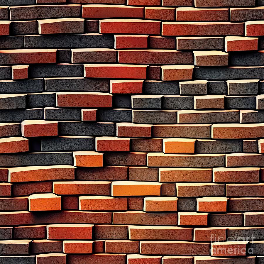 Wall of bricks texture TILE Digital Art by Benny Marty