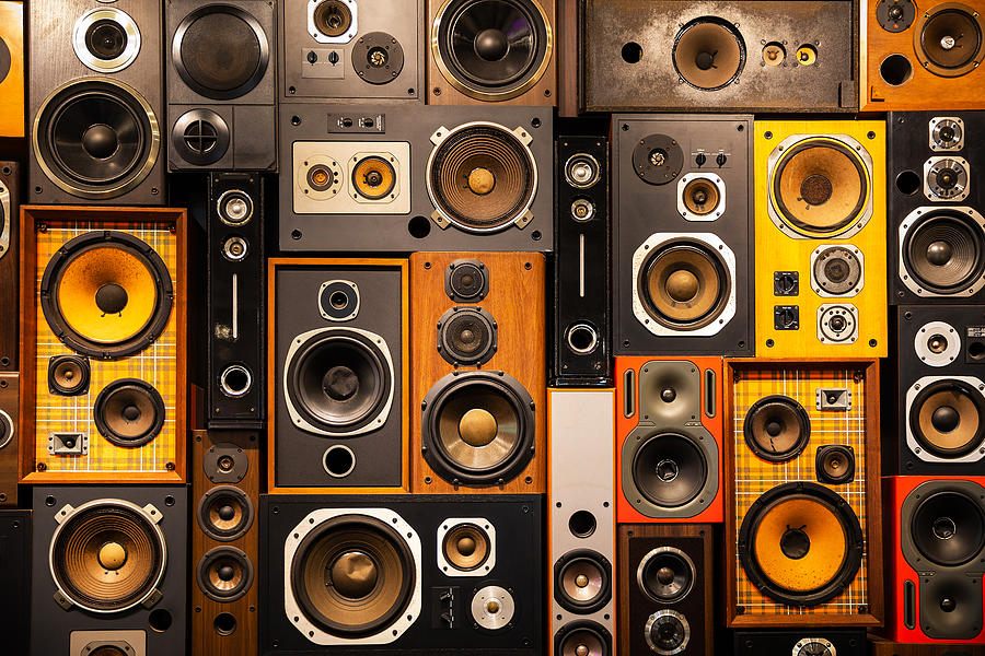 Wall of retro vintage style Music sound speakers Photograph by Marco_Piunti