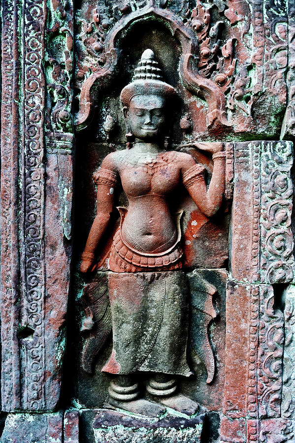 Wall statue from Angkor wat. Cambodia  Photograph by Lie Yim