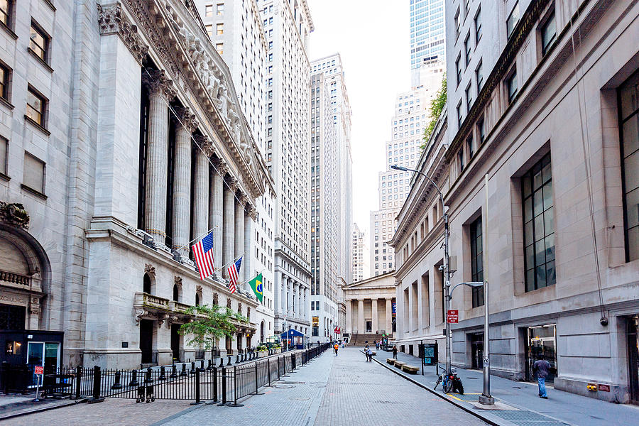 Wall Street and New York Stock Exchange in Downtown Manhattan, New York City, USA Photograph by Alexander Spatari