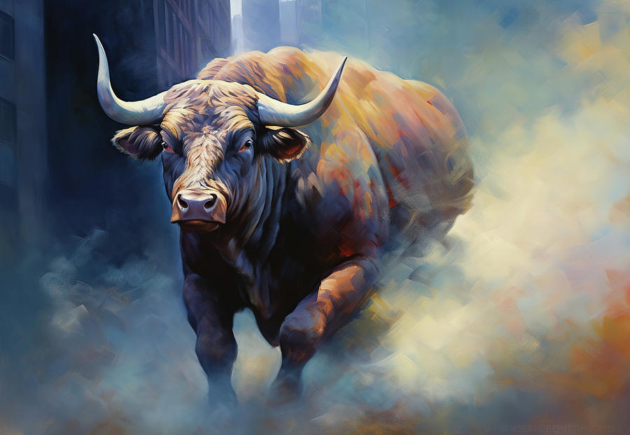 New York City Photograph - Wall Street Bull Treading Smoke by Athena Mckinzie