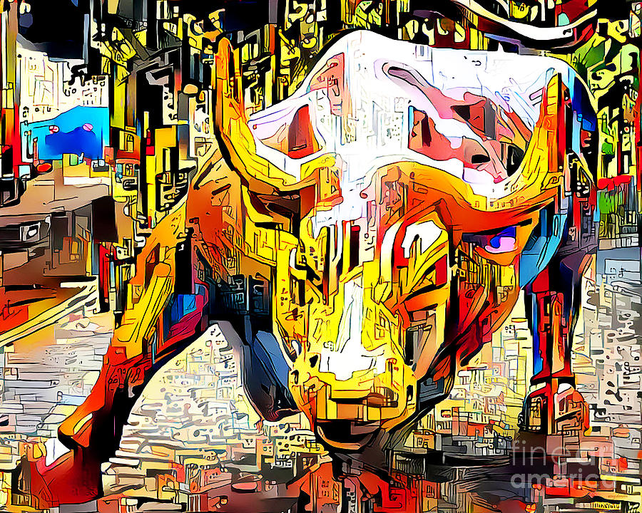 Bull Photograph - Wall Street Charging Bull in Vibrant Contemporary Abstract 20201009 by Wingsdomain Art and Photography