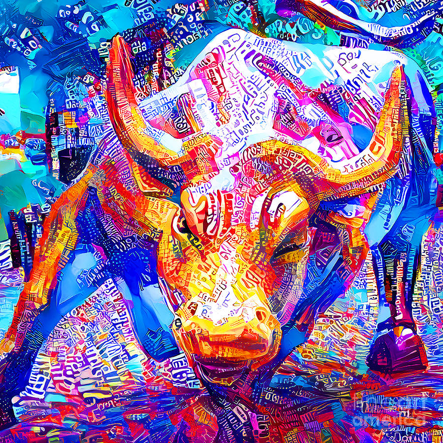 Wall Street Charging Bull In Vibrant Modern Contemporary Urban Style 20210627 square Photograph by Wingsdomain Art and Photography