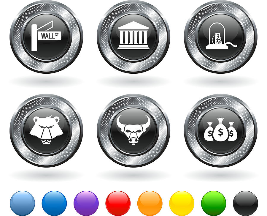 Wall Street Royalty Free Vector Icon Set Drawing by Bubaone
