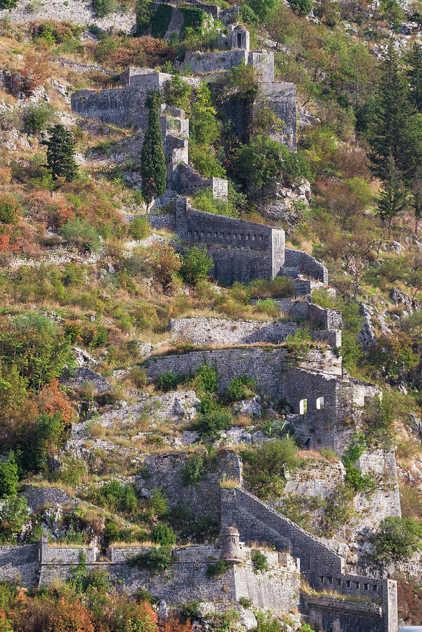 Walls and steps of Kotor Castle Of San Giovanni in Kotor Photograph by ...