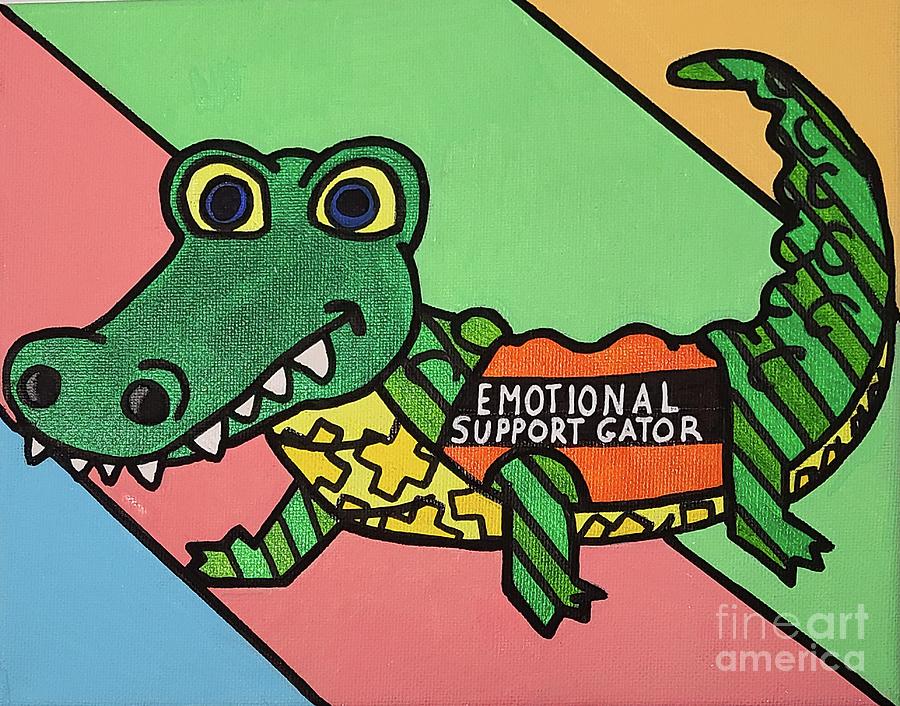 Wally the Emotional Support Alligator  Painting by Elena Pratt
