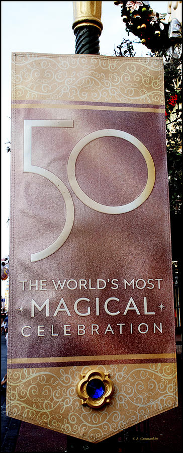 Walt Disney World 50th Anniversary Banner, 2022 Photograph by A Macarthur Gurmankin