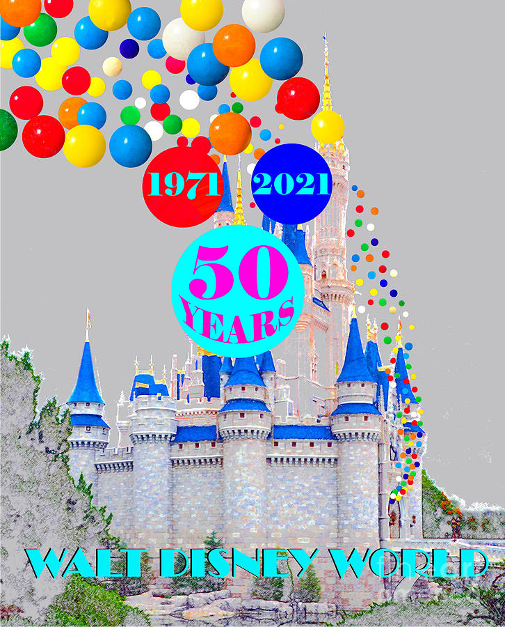 Walt Disney World 50th anniversary work C Mixed Media by David Lee Thompson