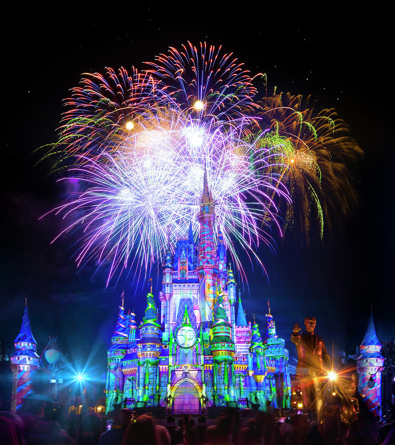  Walt Disney Worlds 50th Anniversary Fireworks Extravaganza Photograph by Mark Andrew Thomas