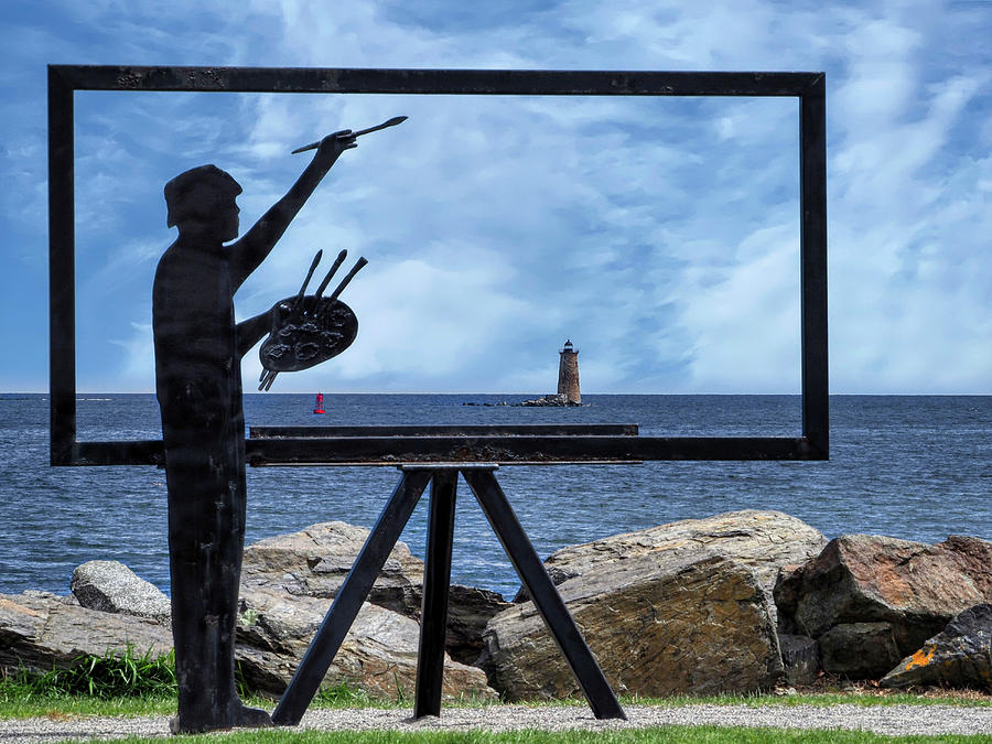 Walter Liff Sculpture - Whaleback Lighthouse Digital Art by Deb Bryce