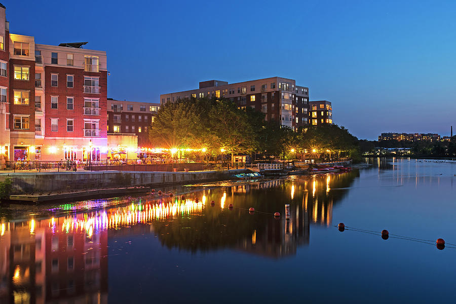 Waltham Charles River Waterfront Blue Hour Waltham Massachusetts Photograph by Toby McGuire