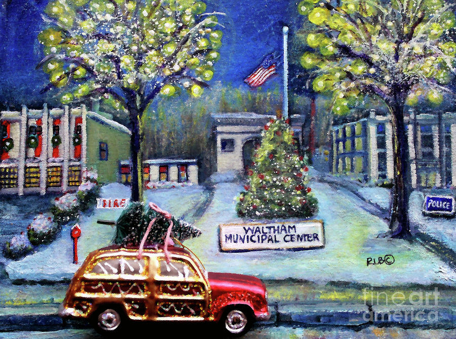 Waltham Municipal Center  Painting by Rita Brown