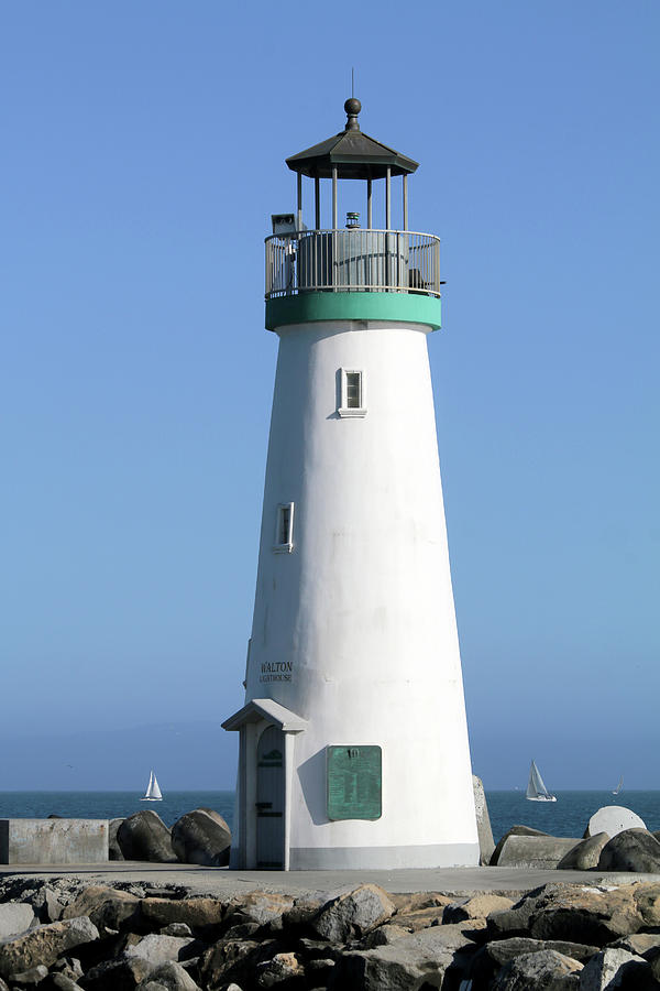 Lighthouse, nautical decor, minimalist, fine high quality art photography, Santa Cruz, California art, navy blue, Walton Lighthouse, minimalist print