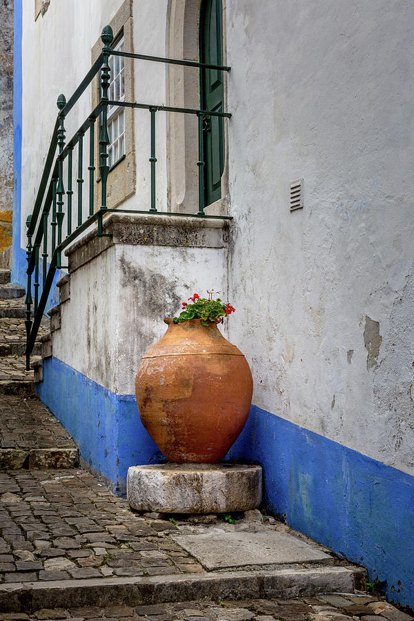 Architecture Photograph - Wandering  the Cobbled Streets of Obidos. by W Chris Fooshee