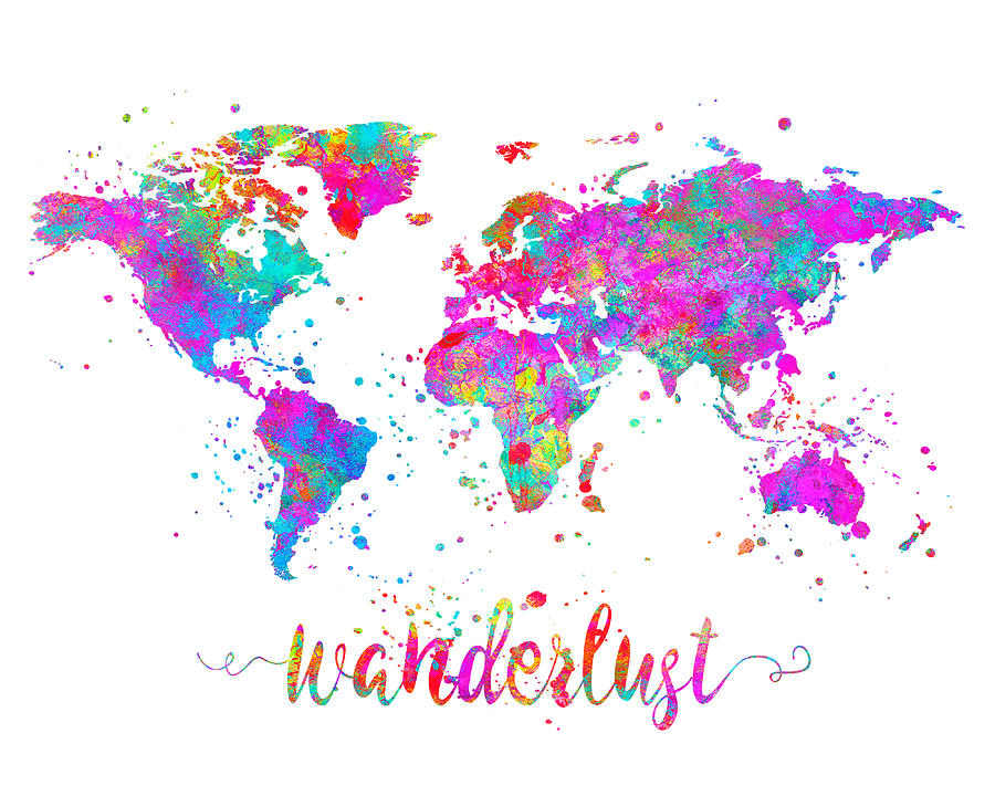 Wanderlust Painting - Wanderlust World Map Art by Zuzi s Wanderlust Painting - Wanderlust World Map Art by Zuzi s
