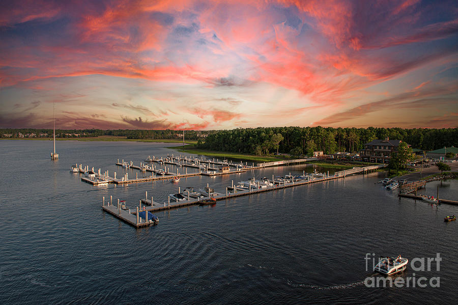 Wando River Marina at Sunset Photograph by Dale Powell