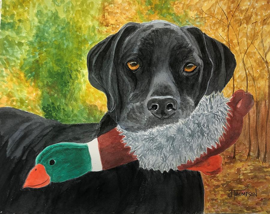 Black Lab Painting - Wannabe Retriever by Judy Thompson Black Lab Painting - Wannabe Retriever by Judy Thompson