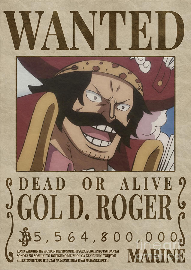 Gold D Roger Wanted poster one piece bounty (2023 updated price ) | Poster