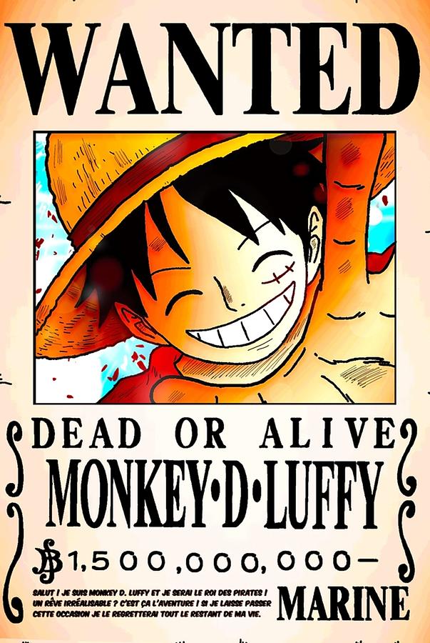 Wanted Monkey D Luffy 15 Billion Berrys One Piece Digital Art by Gene ...