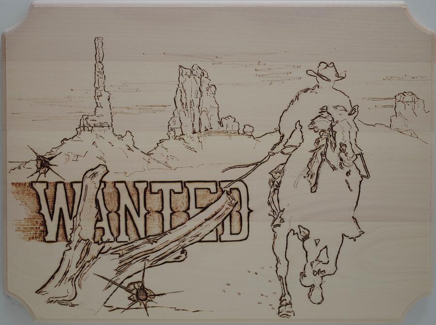 Wanted Pyrography by Sean Connolly