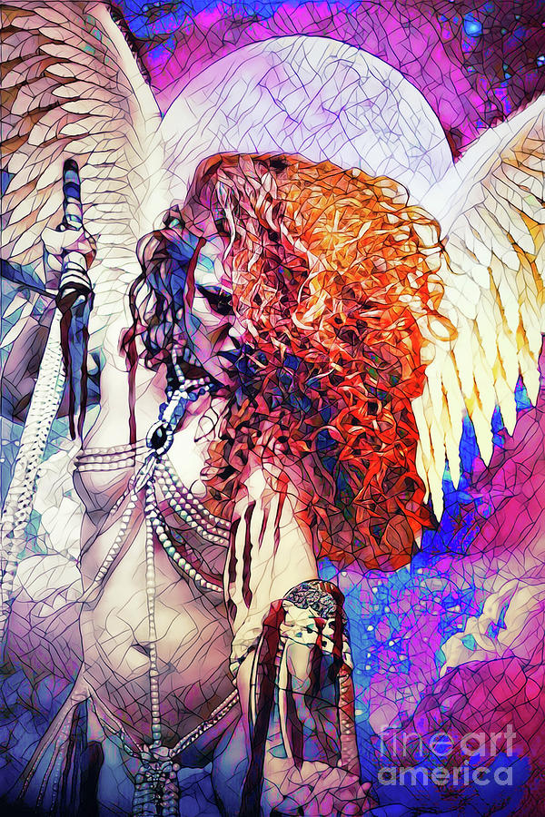War Angel Stained Glass Digital Art by Recreating Creation