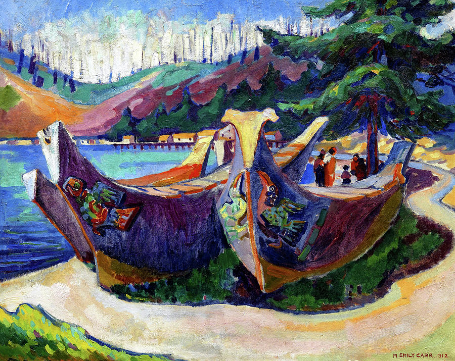 War Canoes in Alert Bay Painting by Emily Carr - Pixels