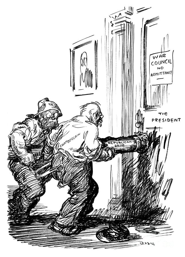 War Council Cartoon, c1918 Drawing by Oscar Edward Cesare