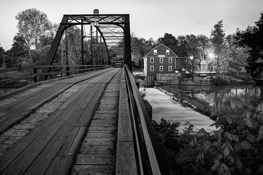 War Eagle Mill and Bridge in Black and White Photograph by Gregory Ballos