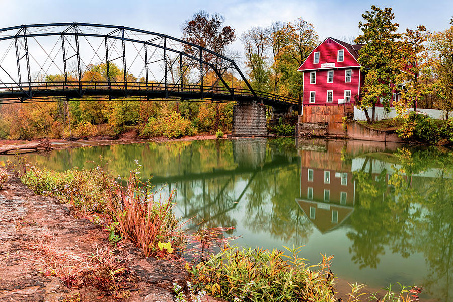 Landmark Photograph - War Eagle Mill and Creek Bridge in Northwest Arkansas by Gregory Ballos