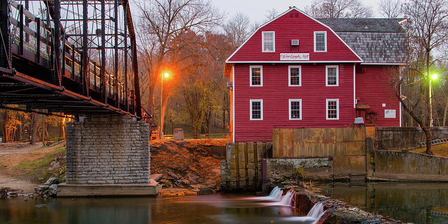 War Eagle Mill Photograph - War Eagle Mill Mill and Creek Panorama by Gregory Ballos