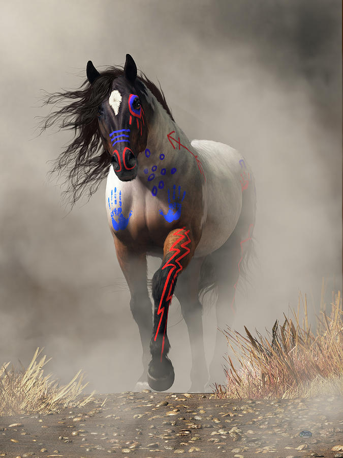 War Horse in the Fog Digital Art by Daniel Eskridge