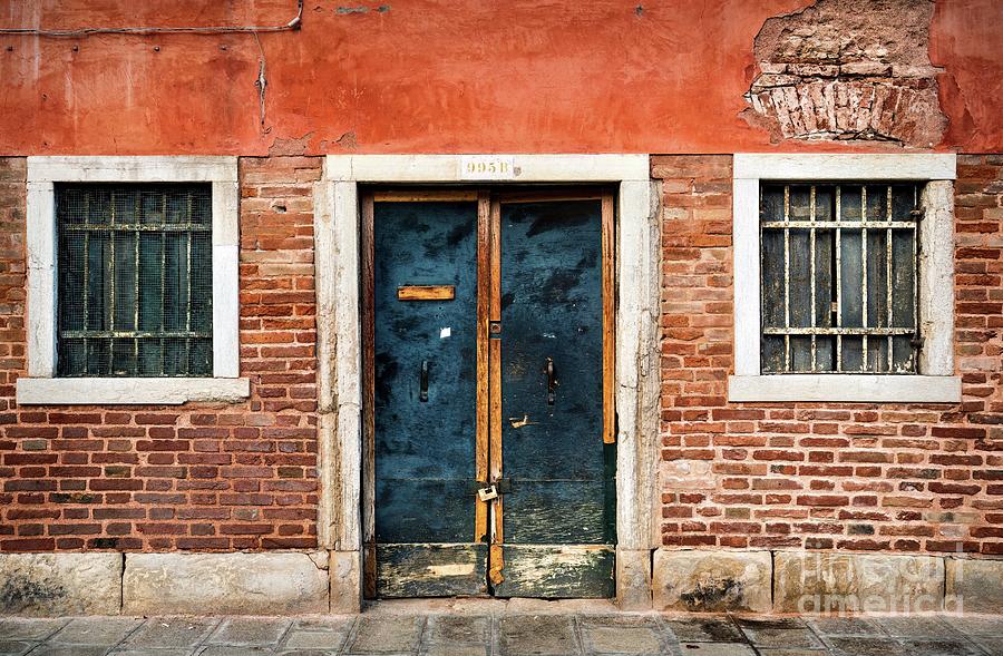 Brick Photograph - Warehouse Door 995B Venice Italy by M G Whittingham