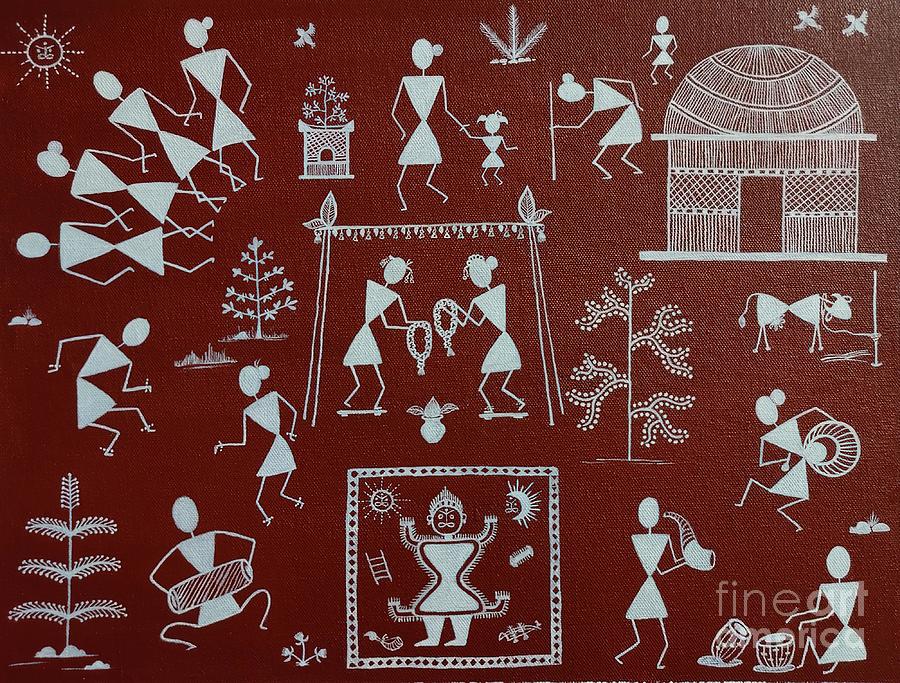 Warli Wedding Painting By Tina Turner Pixels   Warli Wedding Tina Turner 