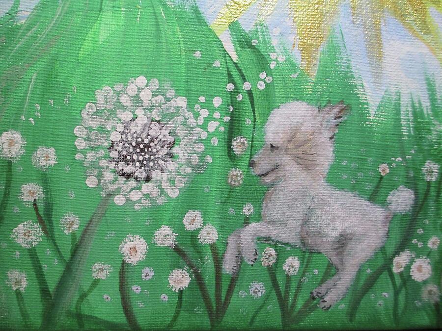 Dandelion Puppy Wish Painting by Lynn Raizel Lane