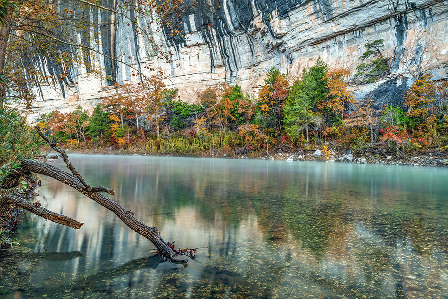 Autumn Colors Photograph - Warm Autumn Colors And Cool Morning Waters Along Roark Bluff by Gregory Ballos
