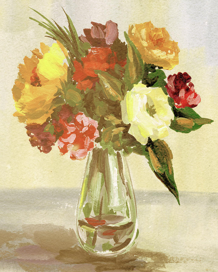 Flower Painting - Warm Calm Flowers Bouquet Summer Floral Impressionism I by Irina Sztukowski