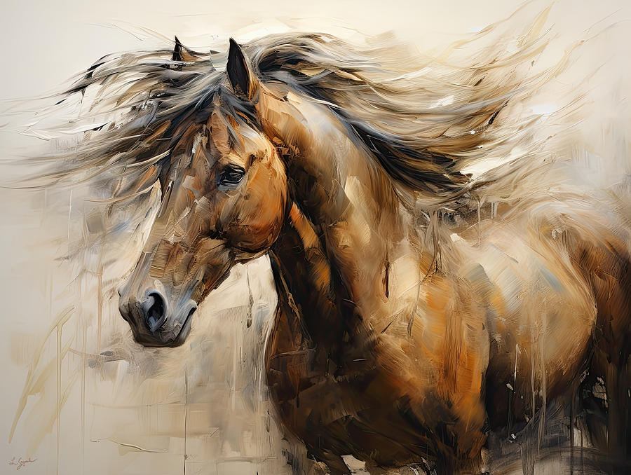 Warm Elegance - Bay Horse Art Painting by Lourry Legarde