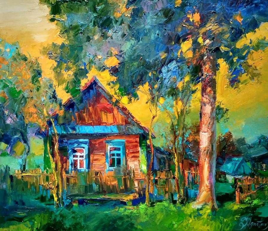 Landscape Painting - Warm evening by Sergey Ignatenko