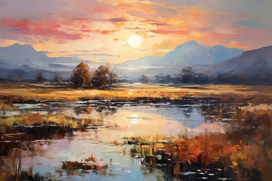 Impressionism Painting - Warm Evening Sunset by Matt Black