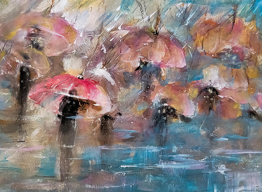 Warm Flood Floral Umbrella Painting Painting by Lisa Kaiser