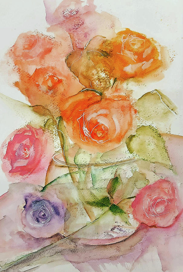 Warm Homey Roses Painting by Lisa Kaiser