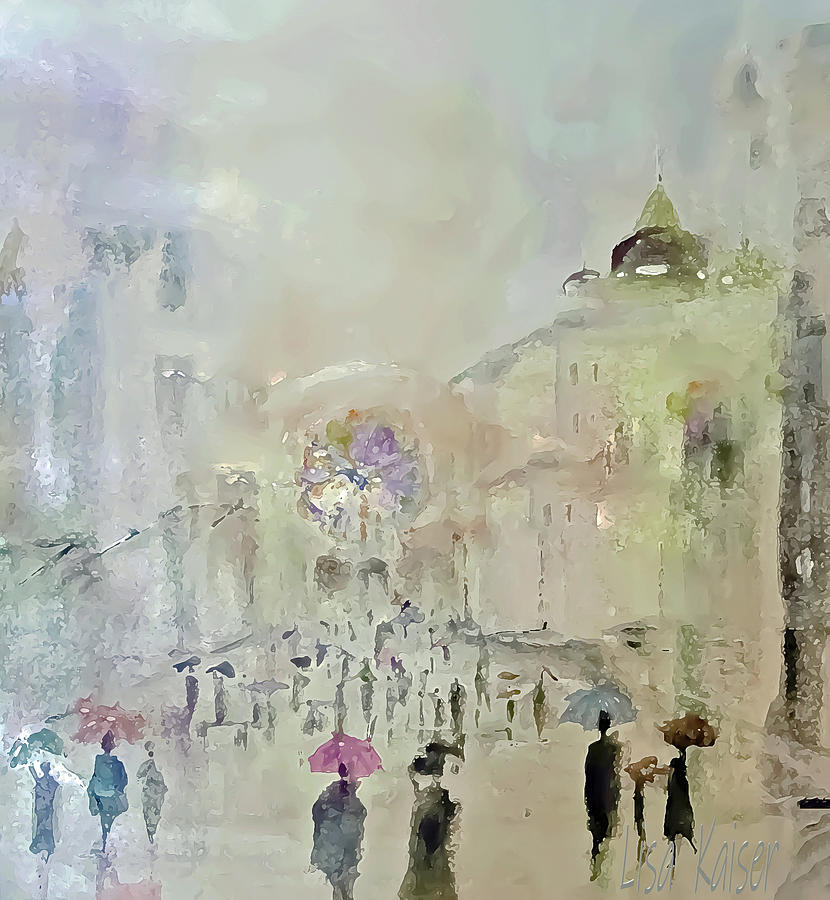 Warm Rainy Day Travel Painting by Lisa Kaiser