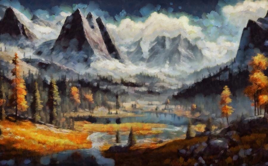 Warm Rocky Mountains Digital Art by Caito Junqueira