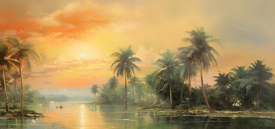 Sunset Painting - Warm Water Bay by Matt Black