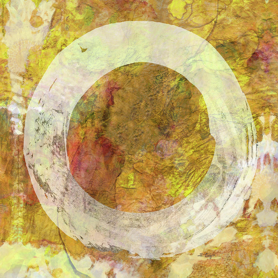 Warm Yellow Enso Art Painting by Sharon Cummings