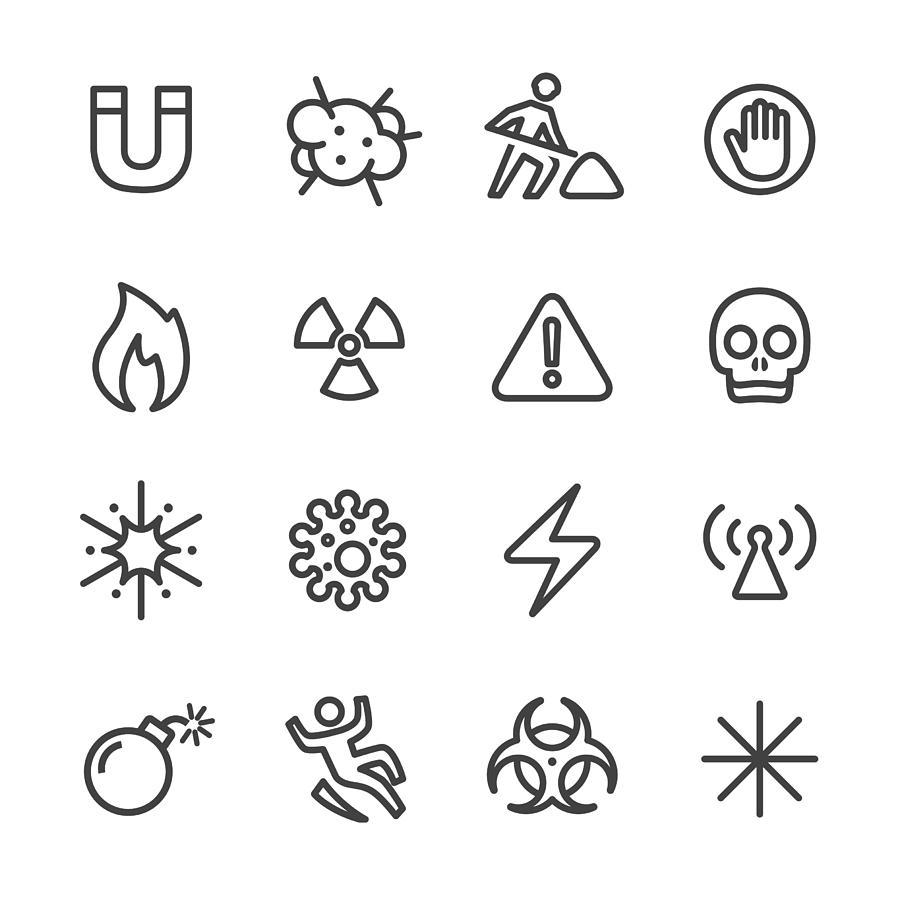 Warning and Hazard Icons - Line Series Drawing by -victor-
