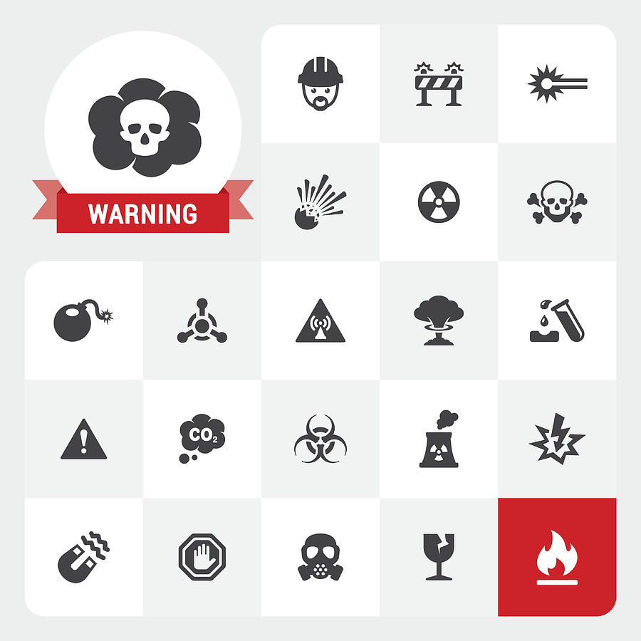 Warning base vector icons and label Drawing by Lushik